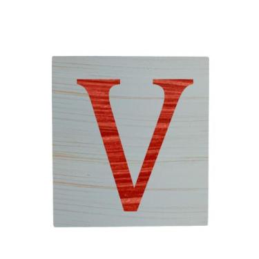 Imagem de Cubo Azul Bebê Letra Vermelho Festa Chá de Bebê Decoração 8x8x8 Cm Mdf
