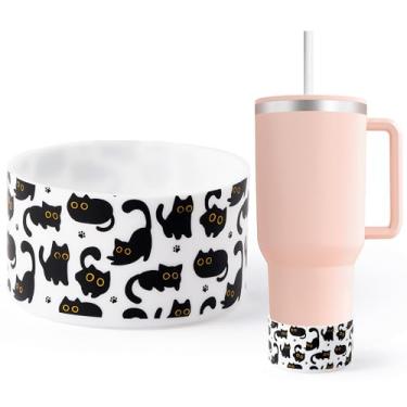 Imagem de R HORSE Linda bota de silicone de gato preto para Stanley Cup 30 1,134 g, capa protetora inferior de garrafas de água Hydro Flask Capa protetora de silicone antiderrapante para Stanley IceFlow Flip 30