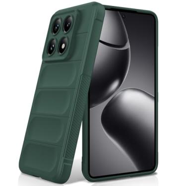 Imagem de BonYonka Capa de silicone para Xiaomi 14T Pro, forro de microfibra antiarranhões, capa à prova de choque com proteção para câmera, verde