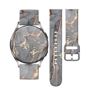 Imagem de Pulseira esportiva compatível com Galaxy Watch 6/5/4/5 Pro/4e 6 Classic/3 (41 mm) /Active 2e 1, feminino e masculino, mármore dourado cinza de 20 mm para Galaxy Watch de 40 mm, 41 mm, 42 mm, 44 mm, 45