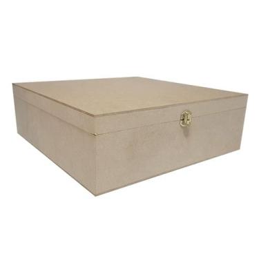 Imagem de Caixa Quadrada com Dobradiça e Fecho Personalizado 30x30x10 Kit 5un Md