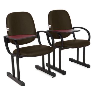 Imagem de 02 Cadeiras Escolar para Auditório e Escolas com Prancheta Linha Dallas Auditório Marrom