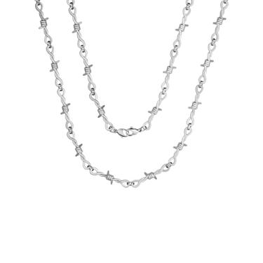 Imagem de Sacina Colar de corrente de arame farpado 50 cm, One Size, Zinco Aço inoxidável, Sem Pedra Preciosa