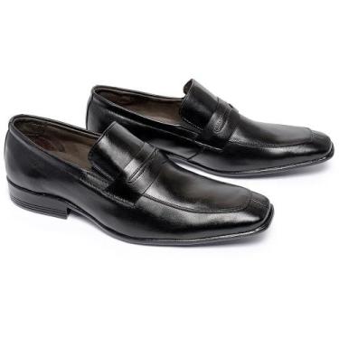 Imagem de Sapato Social Masculino Estilo Gravata Couro Conforto Cor Preto - Ferr