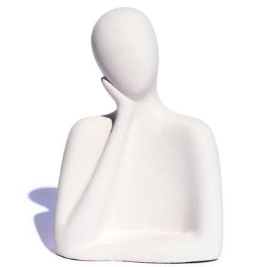 Imagem de Estátua Artesanal Família Pai 9 Cm Em Cimento Branco