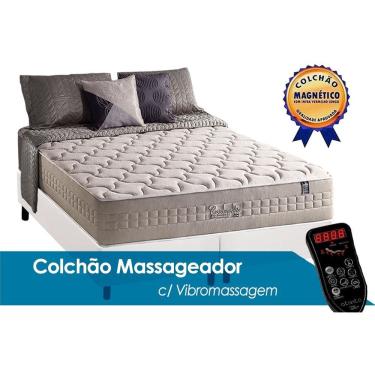Imagem de Cama Box King: Colchão Molas Anjos Ensacadas MasterPocket Commodite Magnético c/ Vibro Massagem + Base crc Courano White(193x203)