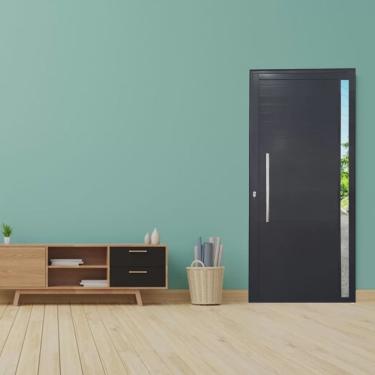 Imagem de Porta Pivotante de Alumínio 210 x 120cm com Visor Veneza Esquadrias Bergamo