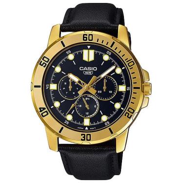 Imagem de Relógio casio masculino dourado couro MTP-VD300GL-1EUDF