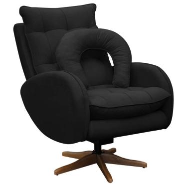 Imagem de Poltrona de Amamentação Base Giratória e Balanço em Madeira Angra Veludo - SOFA STORE