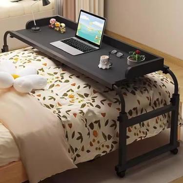 Imagem de Mesa Overbed ajustável para computador portátil – Mesa de cama com rodas | Altura e comprimento ajustáveis – Ideal para trabalho e lazer – Armazenamento conveniente