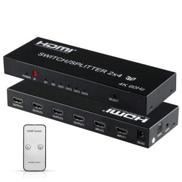 Imagem de Splitter Switch Matriz 2x4 Hdmi 4k 2k Ultra Full Hd 3d Fonte - Root