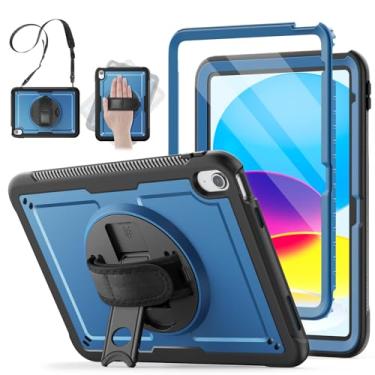 Imagem de SCSVPN Capa para iPad (A16) 11ª geração 11 polegadas 2025/10ª geração 10,9 polegadas 2022, capa protetora à prova de choque com protetor de tela, suporte para caneta, suporte giratório, alça de mão