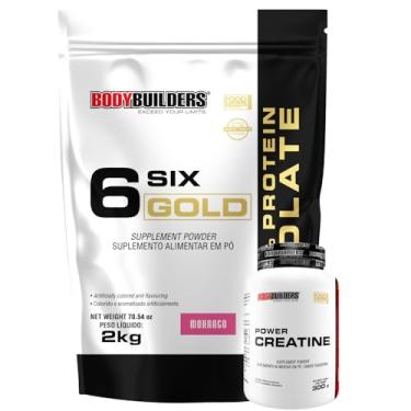 Imagem de Kit Whey 6 Six Gold 100% Isolate Morango 2kg + Power Creatina 100g - Bodybuilders