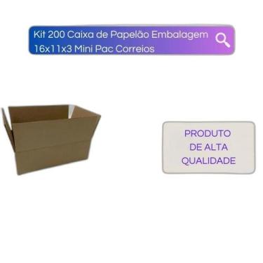 Imagem de Kit 200 Caixa De Papelão Embalagem 16X11X3 Mini Pac - Meta Atacado