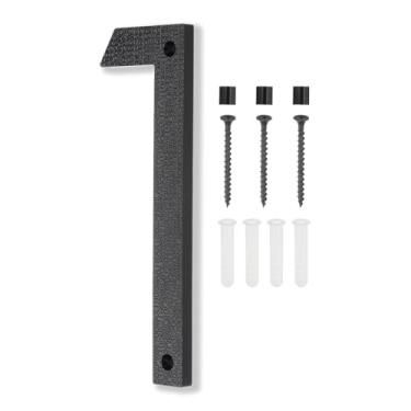 Imagem de PATIKIL Números de casa de 20 cm, placa de números de endereço de casa, números grandes flutuantes, números de casas modernas com parafusos para porta externa, parede, rua, preto, 1