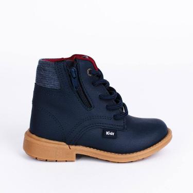 Imagem de Bota Coturno Infantil Kidy com Zíper Azul Marinho Marrom