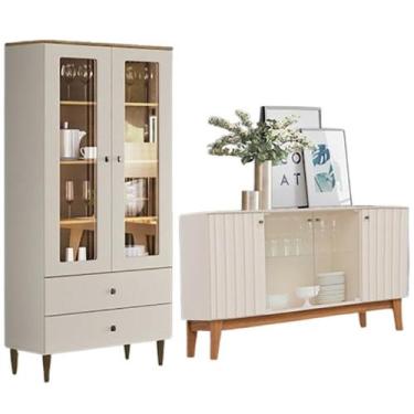 Imagem de Cristaleira Liz E Buffet Eiffel Para Sala Off White Nature Henn, Off W