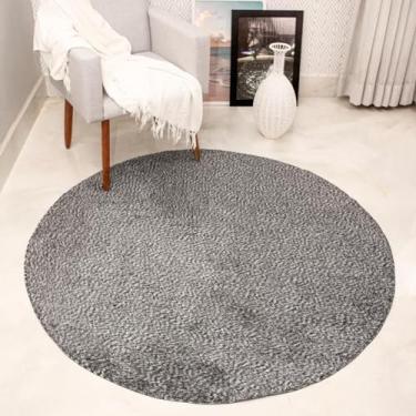 Imagem de Tapete felpudo redondo de 1,5 m para sala de estar, quarto, entrada, berçário, foyer, tapete lavável, antiderrapante (preto e branco)