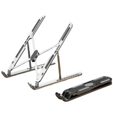 Imagem de Alumínio Laptop Suporte Base Notebook Tablet Dobrável Portátil + saco de armazenamento(PRATA)