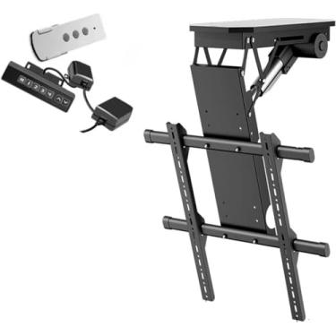 Imagem de CUTPOIY Suporte de parede para TV de teto, suporte de TV motorizado com controle remoto e controle de interruptor, serve para TVs de 50 a 90 polegadas para TVs de 26 a 70 polegadas