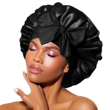Imagem de Gorro de cetim para dormir bonnet queen Silk Black