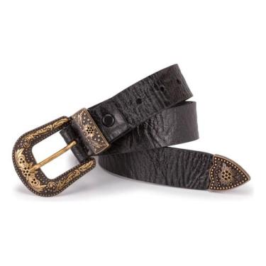 Imagem de Cinto Feminino 100% Couro Legítimo Country 3cm Boiadeira - ello griff,