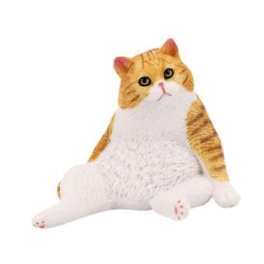 Imagem de Ioensy Gato estatueta estátua bolo de capota artesanato cartoon gato figura simulação de brinquedo gatinho para meninos meninos crianças e crianças decoração, Amarelo