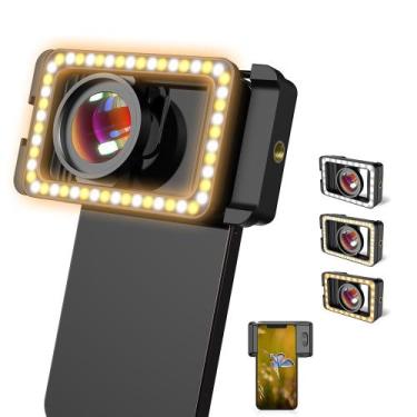Imagem de Lente macro APEXEL 15X com luz de preenchimento LED para iPhone e Andr