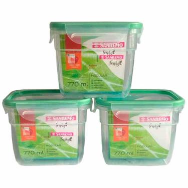Imagem de 3 Pote Hermético Para Mantimentos Trava Freshy Sanremo 770ml