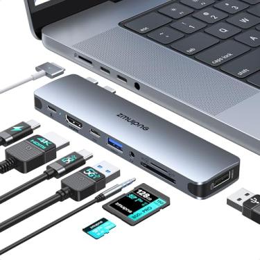Imagem de Adaptador de hub USB C para MacBook Pro Air 2022 2021 2020 2019 estação de ancoragem para MacBook M1 M2 USB C para HDMI Mac acessórios dongle multiportas com 4K HDMI USB 3.0 SD TF Thunderbolt 3 USB-C