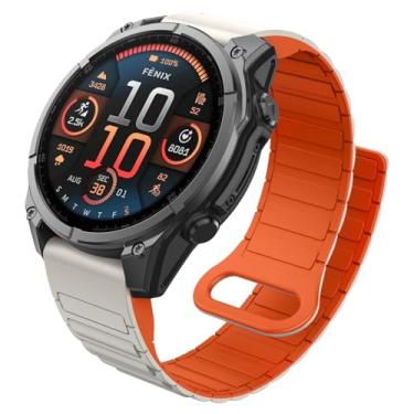 Imagem de MYSNBKN Pulseiras de relógio compatíveis com Garmin Fenix 8 de 47 mm/Fenix 7/Fenix 6, pulseira magnética de silicone dupla face de 22 mm para relógio inteligente Garmin Fenix 7 Pro/Fenix 6 Pro/Fenix 5