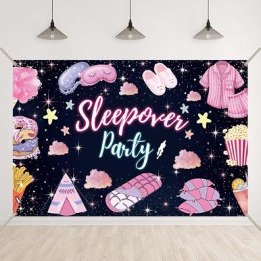 Imagem de Bellicremas Pijama de fundo de festa do pijama para aniversário, rosa e preto, para festa do pijama, travesseiro noturno, luta, maquiagem, spa, filme, noite, faixa com ilhós de cobre