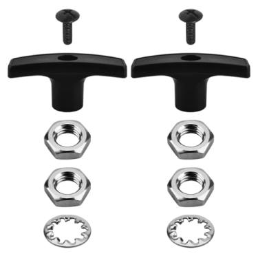 Imagem de Pacote com 2, substituição de manípulo de válvula de resíduos de plástico preto para haste de extensão de válvula com 4 porcas, 2 parafusos e 2 juntas