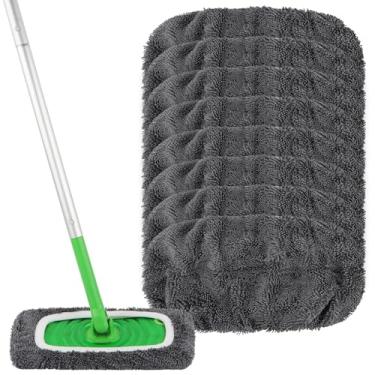 Imagem de HOMEXCEL Almofadas de esfregão de microfibra reutilizáveis compatíveis com Swiffer Sweeper-pacote com 8 refis de almofada úmida lavável para uso molhado e seco, refis de cabeça de esfregão de limpeza