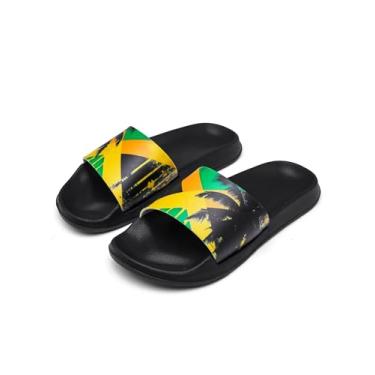 Imagem de Hsaiyjsp Chinelo de abacaxi para mulheres e homens, com suporte de arco, antiderrapante, para casa, piscina, chuveiro, chinelos, Palmeira bandeira jamaicana, 8 Women/6 Men