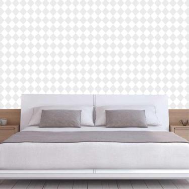 Imagem de Papel De Parede Losango Cinza E Branco Geométrico Adesivo