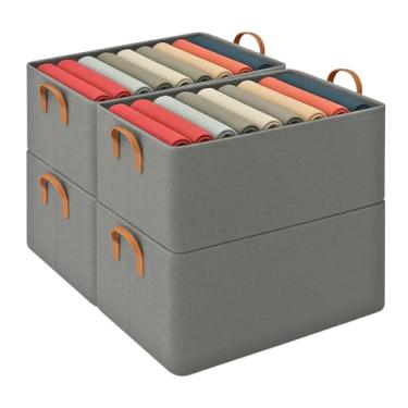 Imagem de Kit 4 Cesto Organizador Multiuso Grande Reforçado e com Alça Capacidade 25 Litros Caixa Organizadora Impermeável e Lavável para Armário, Guarda Roupa, Banheiro, Cozinha