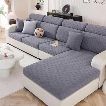 Imagem de AUCOOMA Capa de almofada de sofá separada para apoio de braço, protetor de móveis com elástico separado (1 peça, grande, cinza escuro)