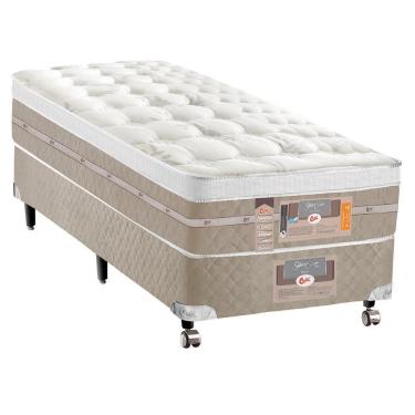 Imagem de Cama Box Viúva Silver Star Air Com Molas Ensacadas 71X120X203Cm Castor Branco Com Bege