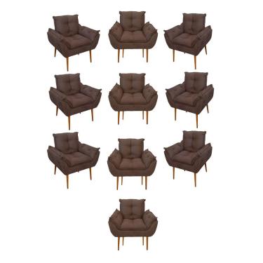 Imagem de Kit 10 Poltronas Opala Sala Quarto Recepção Salão Suede Cor:marrom