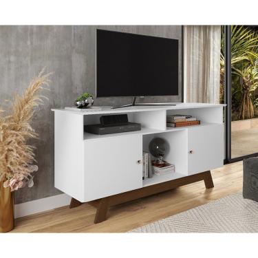 Imagem de Rack Para Tv Até 60 Polegadas Porto Em Mdf 15Mm Com Duas Portas Luapa - Branco