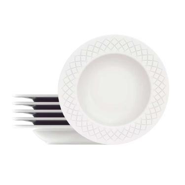 Imagem de Conjunto Com 6 Pratos Fundos Tramontina Ingrid Em Porcelana 22 Cm Branco
