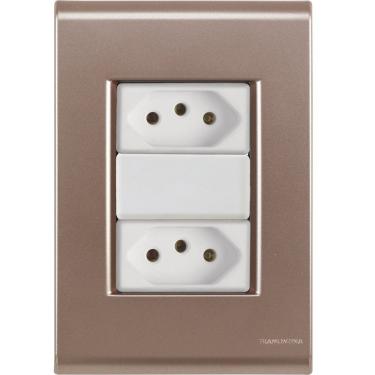 Imagem de Cj Duas Tomadas Dupla 20a Liz Ouro Velho Tramontina Completo Pronto Tramontina