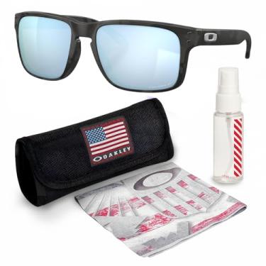 Imagem de OAKLEY Armação camuflada preta fosca Holbrook OO9102 – Lente polo de água profunda Prizm, óculos de sol polarizados em formato quadrado com kit de óculos oficial eSHADES, Camuflagem preta fosca