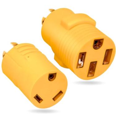 Imagem de MECMO (Kit 2 Em 1) Kit Adaptador De Gerador Nema L14-30P Para 14-50R Tt-30R Rv, Trava Giratória 4 Pinos, Plugue 30 A L14-30 50 14-50 E Ttt-30 Carregador Veículos Elétricos Camper, Carregamento Tesla