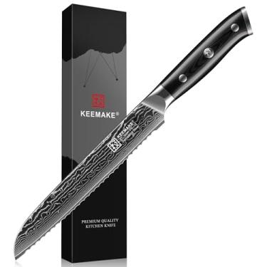 Imagem de KEEMAKE Faca De Pão Serrilhada, Cozinha Japonesa 8" Com Lâmina Ondulada E Cabo Ergonômico G10, Cortador Bolo Para Fatiar Fermentação Natural Ciabatta