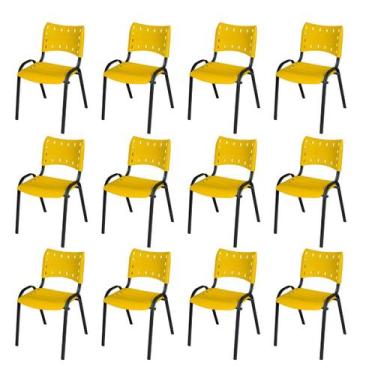 Imagem de Kit 12 Cadeiras Iso Fixa Empilhável Escola Igreja Salão - ravilar, ama