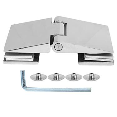 Imagem de Dobradiças para portas de vidro de chuveiro de aço inoxidável 304 com 1 chave hexagonal e 4 acessórios, braçadeira de armário de 8-12 mm para porta de vidro temperado