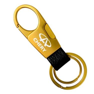 Imagem de Chaveiro Para Chery Gatilho Couro Tiggo 2 3X 7 Pro B Dourado - Lualki 