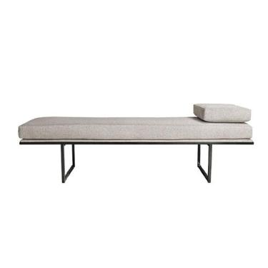 Imagem de Banco 2 Lugares Galli Linho Bege e Preto 140 cm - Mobly